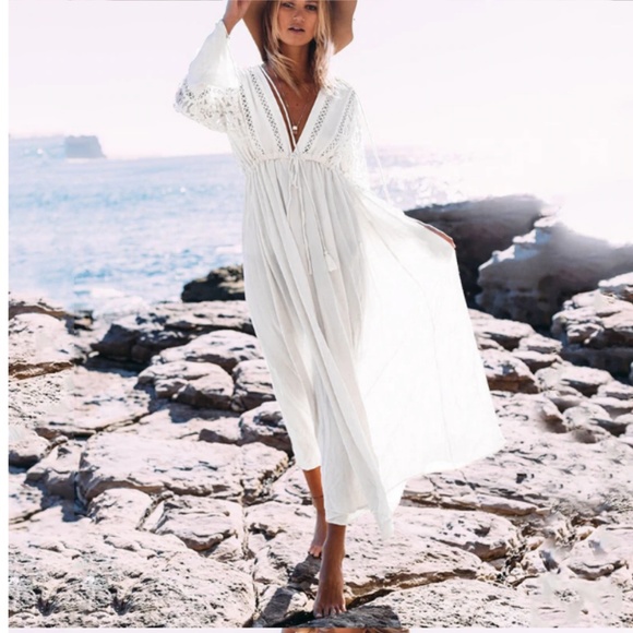 white swim cover up
